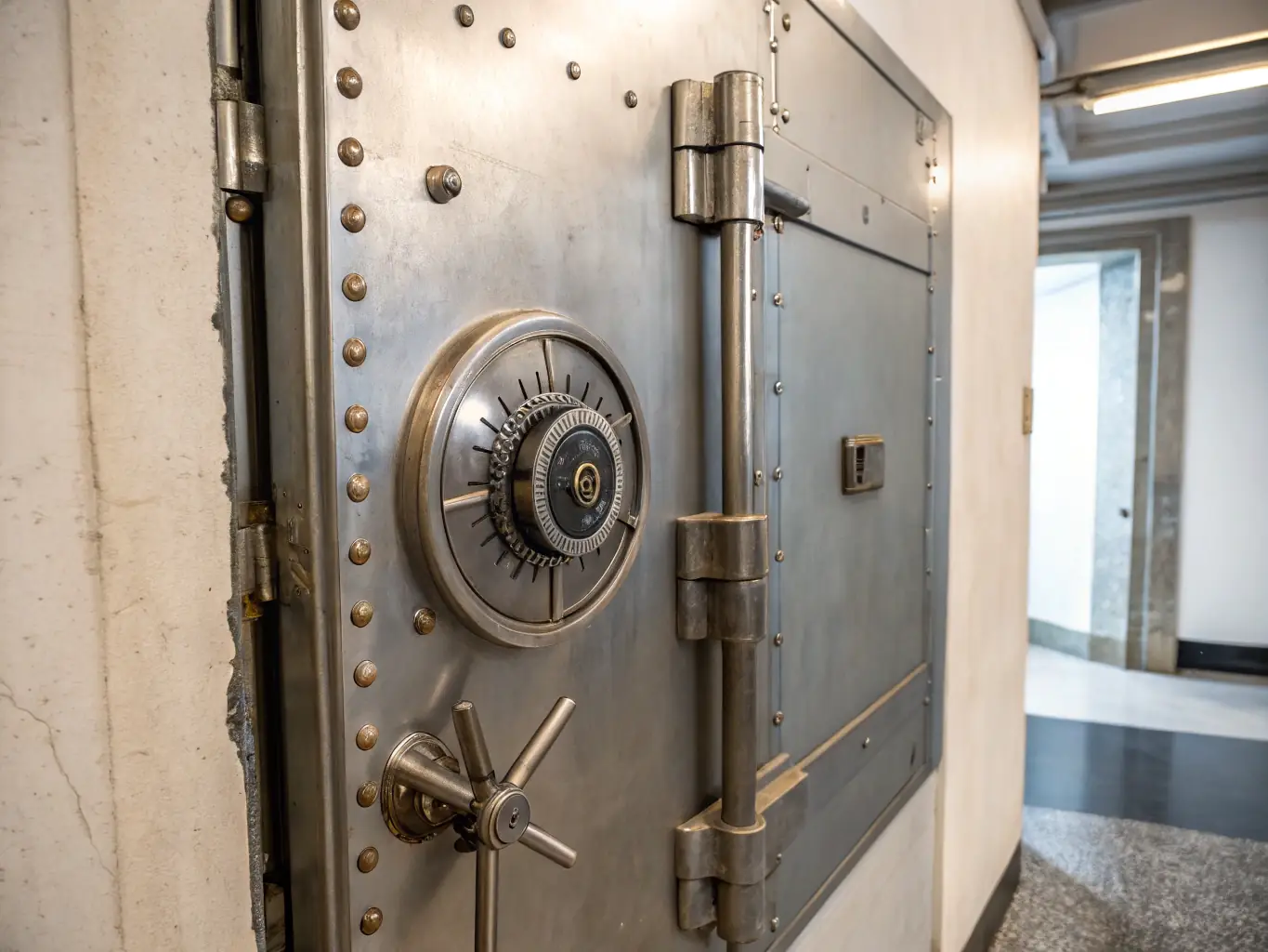 A secure vault with a glowing keyhole, symbolizing the safety and security of investments managed by decisionkit.uno.